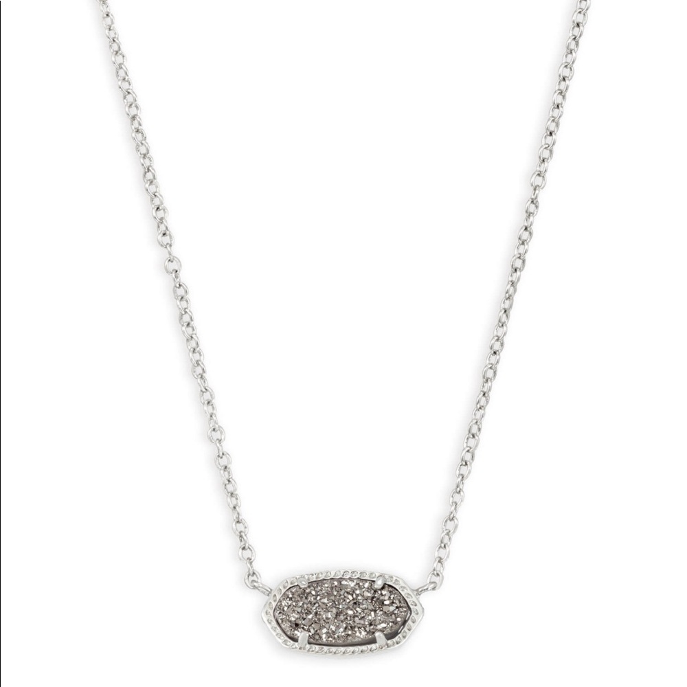 Elisa Silver Pendant Necklace in Platinum Drusy